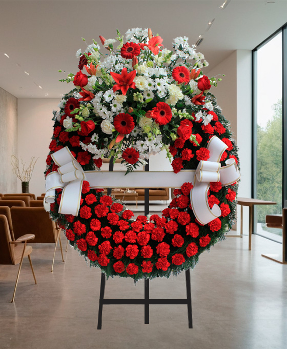 Corona Funeraria Roja y Blanca